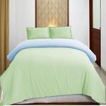 Duvet Cover 100% Egyptian Cotton 1000 TC King Size Reversible AC Comforter Cover with Zipper (102x110 Inch) with (2 Sage + 2 Light Blue Pillow Cover) Dual Colour-Sage and Light Blue_ Duvet Cover