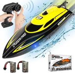 RANFLY RC Boat with 2 Rechargeable Battery, 20+ MPH Fast Remote Control Boat for Adults, 2.4G RC Electric Boats Pools and Lakes Toys for Kids 8-12