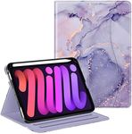 Fintie Folio Case for iPad Mini 6 2021, Multi-Angle Smart Stand Cover w/Pencil Holder & Pocket, Auto Sleep/Wake for iPad Mini 6th Generation 8.3 Inch, Lilac Marble