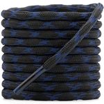 DELELE 2 Pair Round Wave Shape Non Slip Heavy Duty and Durable Outdoor Climbing Shoelaces Hiking Shoe Laces Shoestrings, 15 Blue&black, 55 inch (140CM)