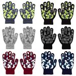 QKURT 6Pairs of Magic Gloves,Winter Knitted Full Finger Stretch Gloves Warm Gloves for 5~13 Year Old Kids Girls Boys