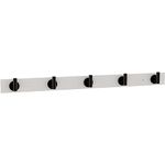 Franklin Brass B48031K-PFB-R Wall Mounted Pure White 27" Post Hook Rack, 5 Matte Black Hooks