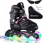 Wheelive Adjustable Inline Skates for Kids and Adults, Oversized Illuminating Skates Performance Skates with Full Light Up Wheels Ideal for Boys,Girls,Men,Women