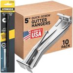 Quick Screw Gutter Hangers 5 Inch- 10 Pack - 5 Inch Gutter Clips with Bonus 6 Inch Drill Bit - Hidden Bracket Clips with Pre-Assembled Screw - Fix Sagging Rain Gutters