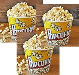 Laxmi Collection 3 Pcs Reusable And Washable Food Box Theater Style Popcorn Tubs Bowl Plastic Container Bucket Birthday Return Gifts Multi color (Pack Of 3)