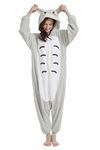 Sokotocy Animal Onesie Adult Unisex One-Piece Pajamas Cosplay Costume For Men Women, Grey Cat, Medium