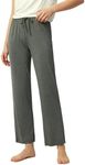 GYS Soft Viscose Pajama Pants for Women, Comfy Lounge Sleep Pants Pj Bottoms Drawstring Sleepwear, Dark Heather Grey, Medium