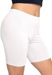 Women's Oh So Soft Bike Shorts Made in The USA | Adult Small to 7X, White, 2XL