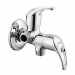 Ruhe® Aqua Brass Angle Valve Two Way Double Handle Faucet/Tap for Connecting Washing Machine Pipes/Health Faucets/Dishwashers & Hand Showers| Angle Cock Two Way Faucet/Tap in Chrome Finish