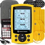 TENS Unit Muscle Stimulator, Electronic PMS Pulse Massager Machine for Shock Physical Therapy, Back Pain Relief, Sciatica and Shoulder Recovery, Yellow