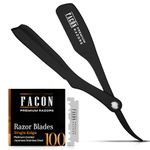100 BLADES + FacÃƒ³n Professional Classic Japanese Straight Edge Feather Barber Razor - Salon Quality Cut Throat Shavette