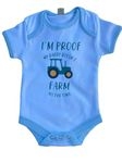 Baby Grow with 'I’m Proof My Daddy Doesn’t Farm All The Time' - Tractor Design (White w/Pink Trim, 0-3 Months)