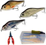 Abziyat Fishing Lure Swimbait Crankbait Trout Bass Catfish Muskie Bait Fishing Accessories Fishhook Hunting (Jerkbait-6''-3PCS-Set A)