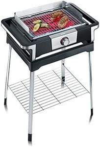 SEVERIN SENOA BOOST S Elektrogrill mit Standuntergestell, Standgrill mit schnellem Grillstart bis 500 °C, Balkon Grill mit SafeTouch-Oberfläche, Edelstahl/Schwarz, PG 8117