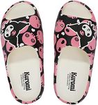 Bioworld Kuromi Head With Pink Skull Toss Icons Women's Slides-Large