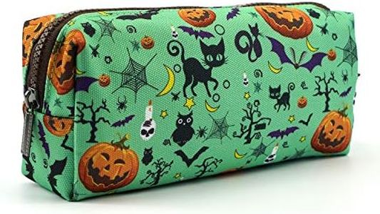 LParkin Simple Pencil Case for Girls - Cute Zipper Pencil Pouch, Small Pencil Bag Organizer, Animals Pencil Case with Zipper, Perfect for School Supplies - Estuche para Lapices, Green, Halloween