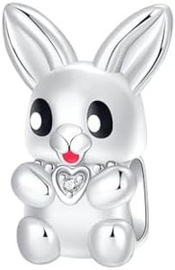 BIZK 925 Sterling Silver Charms Fits Bracelets and Necklaces for Women Fashion Jewelry for Lover, Mother and Friend (Rabbit)