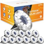 Biling Solar Lights Outdoor 12 Packs, 12 LEDs Bright Longevity Solar Ground Lights, Waterproof Flat Solar Pathway Lights Landscape Lighting for Garden Yard Walkway Driveway (White)