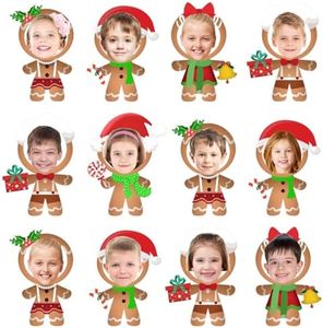 50Pcs Christmas Gingerbread Cutouts with 100Pcs Glue Points, Gingerbread Bulletin Board Decorations with Photo Space for DIY Craft Christmas Decor for Classroom Door Wall Home Party