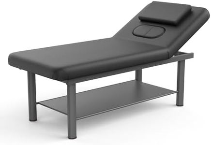Pouseayar Heavy Duty Professional Stationary Massage Bed, 75'' Long x 31.5'' Wide, Metal Frame, Black PU Leather, Suitable for Massage, Physiotherapy, and More
