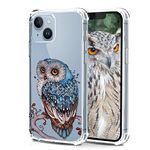 BEIMEITU for iPhone 14 Case Clear Owl Design, Transparent Girly Soft TPU Flexible Protective Cover Anti-Shock Cute Owl Case for iPhone 14 Girls Women Men 6.1"