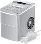 Cobuy Countertop Ice Maker Machine, Portable Ice Makers Countertop, Make 12kg ice in 24 hrs, Ice Cube Ready in 6-13 Mins with Ice Scoop and Basket (Silver)