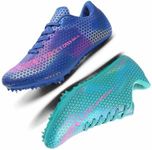 MEBAMY Mens Womens Boys Girls Spikes Athletics Racing Running Shoes Track and Field Sneaker Green, 555-blue Green, 12 Women/10.5 Men