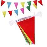 Bunting Banner, 50m Multicolor Nylon Pennant Banners for Indoor Outdoor Birthday Wedding Party Garden Home Decorations (164 Feet - 75 Flags)