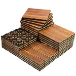 30 PCS Wood Composite Patio Deck Tiles, 12”x12” Interlocking Deck Tiles, Water Resistant Patio Deck Tiles for Indoor & Outdoor, 30 sq. ft