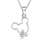 Kaguyo Mickey Mouse Necklace for Women - 925 Sterling Silver Clear Zirconia Minnie Mouse Pendant Necklace for Women and Girls - Birthday Gift