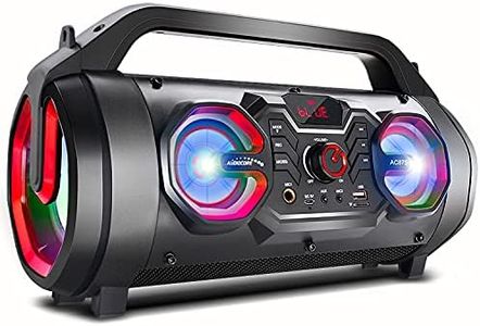 Audiocore AC875 Bazooka Enceinte Bluetooth Portable Boombox 30W (20W + 5Wx2) IPX4 Étanche aux éclaboussures/Radio/microSD/Aux-in/USB/Éclairage/Port Microphone