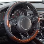 Xizopucy Wood Grain Steering Wheel Cover Black Universal Microfiber Leather, Suitable for 14 1/2-15 inch Comfortable Anti-Slip, Good Breathable and Odorless Car Steering Wheel Cover…