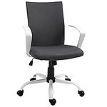 Vinsetto Mid Back Office Chair Linen Swivel Computer Desk Chair Task Chair with Wheels, Arm, Tilt Function, Charcoal Grey