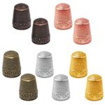 10Pcs Sewing Thimbles,Sonku Metal Thimbles for Hand Sewing Finger Protector for Knitting Needlework DIY Tools