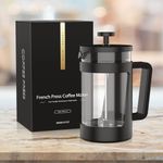 French Press 600ml Coffee Tea Maker with Borosilicate Glass, 3 Level Filtration, Perfect for Tea, Coffee Lovers