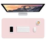 Hsurbtra Desk Pad, 30" x 14" PU Leather Desk Mat, XL Extended Mouse Pad, Waterproof Desk Blotter Protector, Ultra Thin Large Laptop Keyboard Mat, Non-Slip Desk Writing Pad for Office Home, Pink