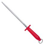 F. DICK German Made 10" Smooth Polished Knife Sharpener Steel - Red