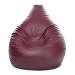 Style Homez Premium Leatherette Classic Bean Bag XXL Size Maroon Color Filled with Beans Fillers