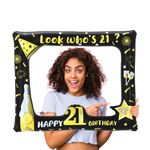 21st Black Gold Photo Booth Inflatable Selfie Frame,21st Birthday Party Photo Booth Props Giant Funny Black Gold Blow Up Picture Frame for 21st Men Women Birthday Gifts Party Favor Decoration Supplies