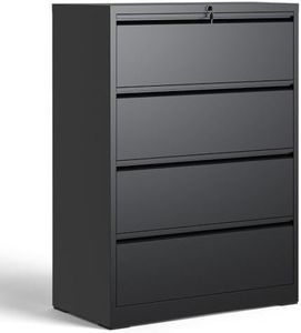 EKJ 4 Drawer Lateral File Cabinet with Lock, Metal Storage Cabinet