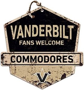 KH Sports Fan Vanderbilt Commodores Fans Welcome Badge Sign, 20x20 Inches, Commodores Decor for Dorm Room, Bedroom, Fan Cave, Living Room; Display Your Team Spirit with This Unique Vanderbilt Commodores Wall Art