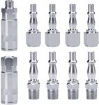 10 Pcs Air Line Connectors,Air Line Couplings Fitting 1/4" BSP Compressed Euro Airline Quick Release Fittings Male Female,Pcl Air Fittings,Air Compressor Fittings