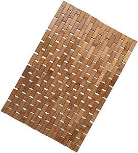 Worldfront Naturals - Bamboo Bath Mat 60x40cm Eco-Friendly & Durable Nylon Wire Connection Anti-Slip Backing