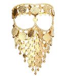 Astage Lady Cosplay Belly Dance Jewelry Coin Veil Halloween Accessories Gold Color