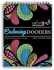 Calming Doodles Adult Coloring Book - Features 50 Original Hand Drawn Anti-Stress Zentangle Designs Printed on Artist Quality Paper with Hardback ... Pages, and Bonus Blotter by ColorIt