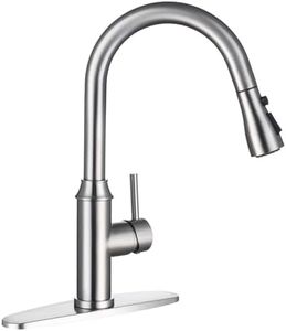 Arofa Brushed Nickel Kitchen Faucet with Pull Down Sprayer, Stainless Steel Single Handle Brass Kitchen Faucet, Kitchen Sink Faucet with Deck Plate for RV Farmhouse Bar Laundry Sinks