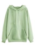 JUNEBERRY Women's Fleece Regular Neck Hooded Sweatshirt (JB_W02_Pista_XL_UL_Light Green