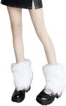 SHENHE Women's Faux Fur Fuzzy Leg Warmers Y2k Vintage Short Plush Leg Warmers White One-Size