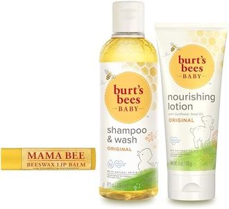 Burt’s Bees Baby & Mom Gift Set – Joyful Moments with 3 Gentle Skin and Hair Care Products: Baby Shampoo and Wash, Baby Lotion, and Mom’s Bees Beeswax Natural Lip Balm