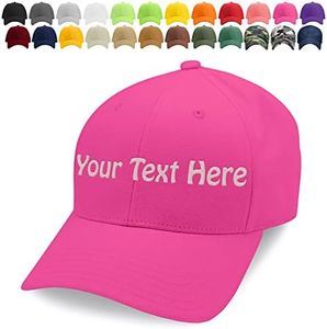 Custom Embroidered Baseball Cap for Men & Women - Your Text or Initials - 24 Cap Colors, 18 Thread Colors & 7 Fonts - Personalized Gifts for Him, Her - Hot Pink